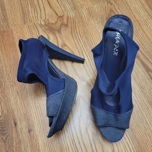 Denim stretch heels
